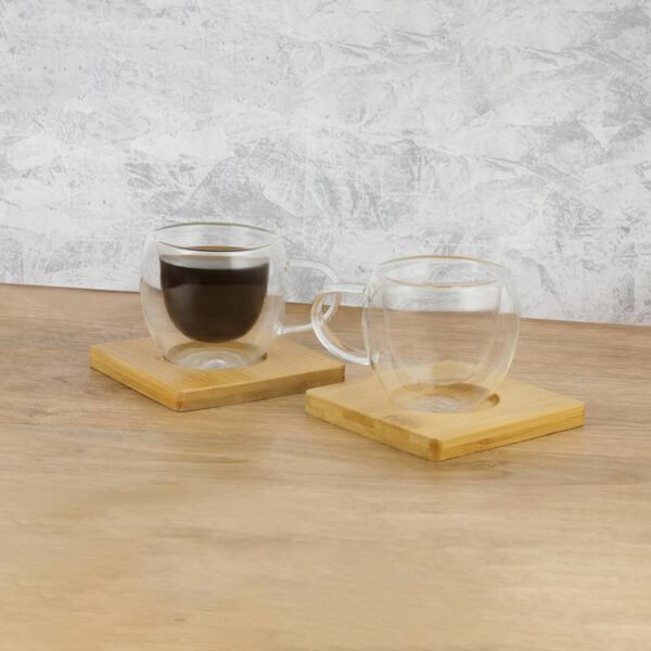 Set of 2 Expresso Cup with Bamboo Coaster - Image 6