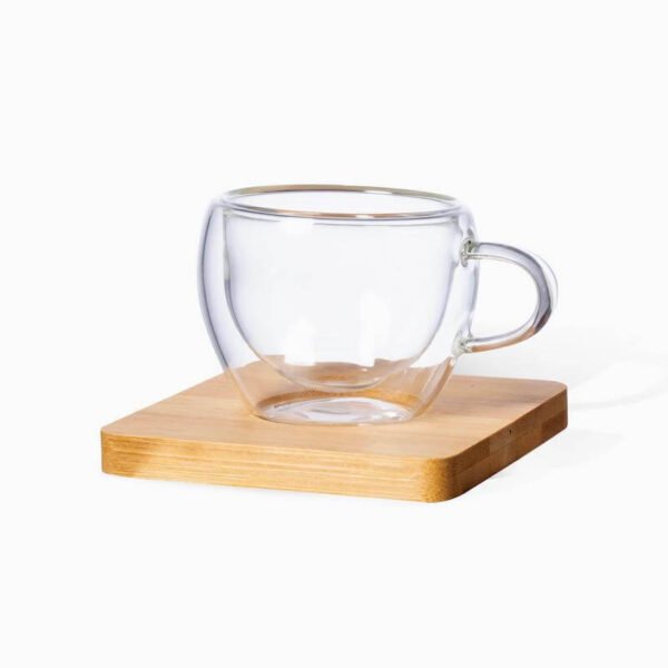 Set of 2 Expresso Cup with Bamboo Coaster - Image 2