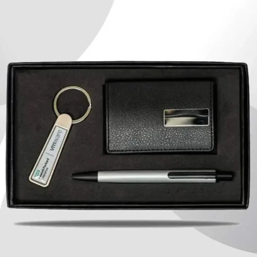 Gift set With Leatherette Card case, pen, & keychain