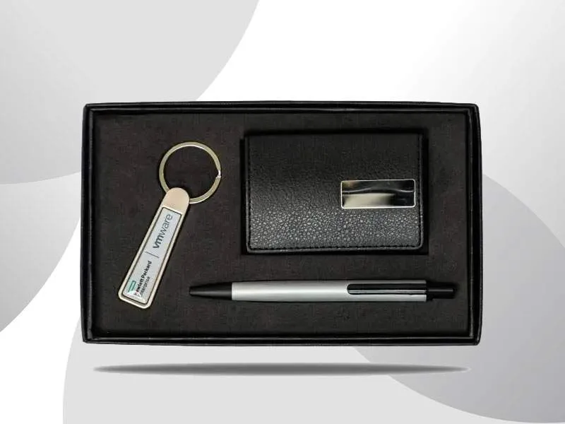 Gift set With Leatherette Card case, pen, & keychain