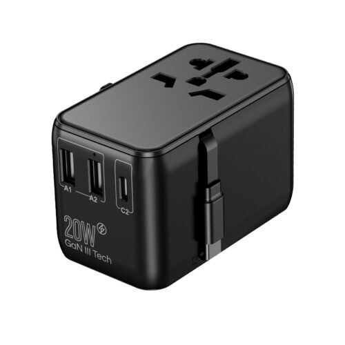 Travel Adaptor with Built in USB-C Cable