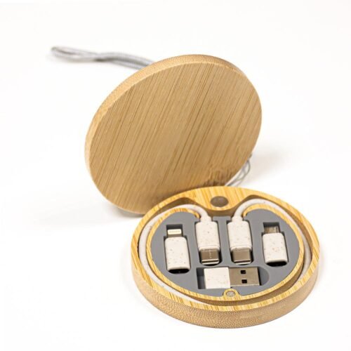 Bamboo Charging cable set Round