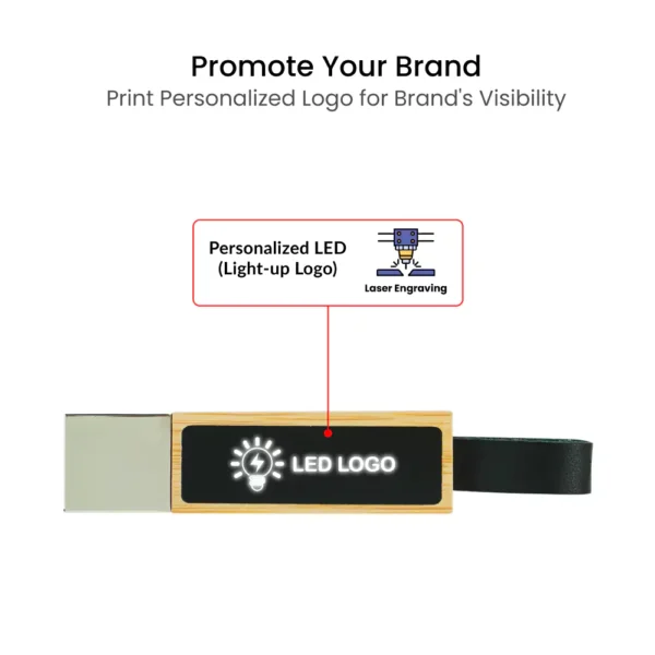Bamboo LED Logo USB with Strap 64GB V. 3.0 - Image 5