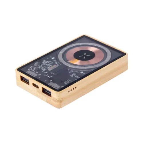 Magnetic Fast Wireless Powerbank 15W in Bamboo Casing