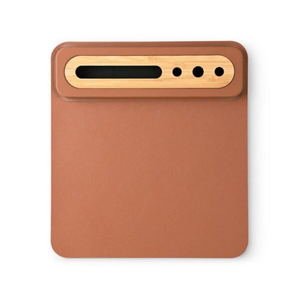 Eco-Friendly Foldable Mousepad with Bamboo Organizer for Phones and Pens - Image 4