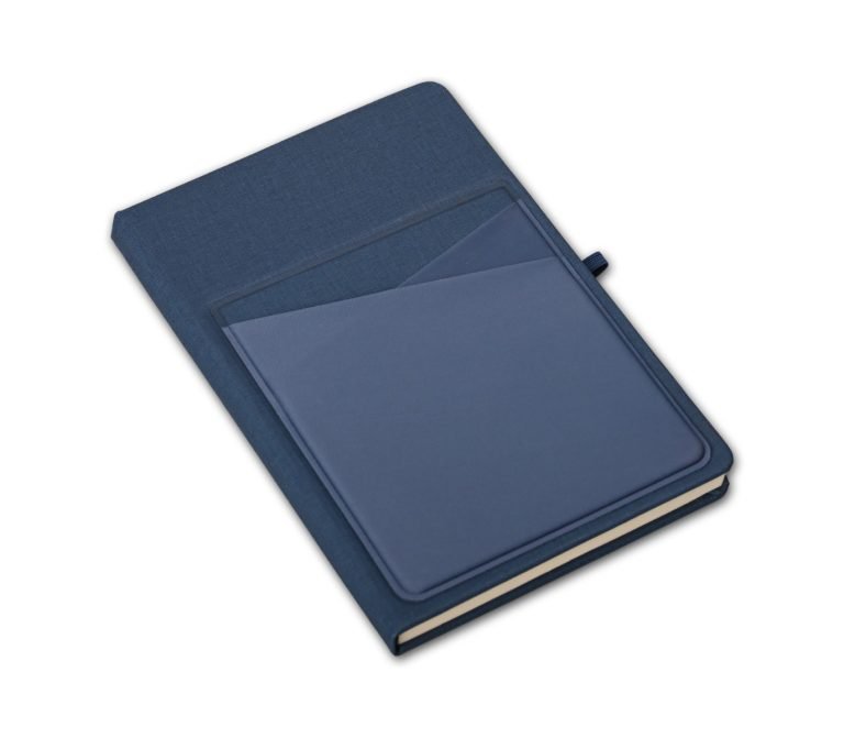 A5 Linen Notebook with Pockets and Pen Holder - Image 2