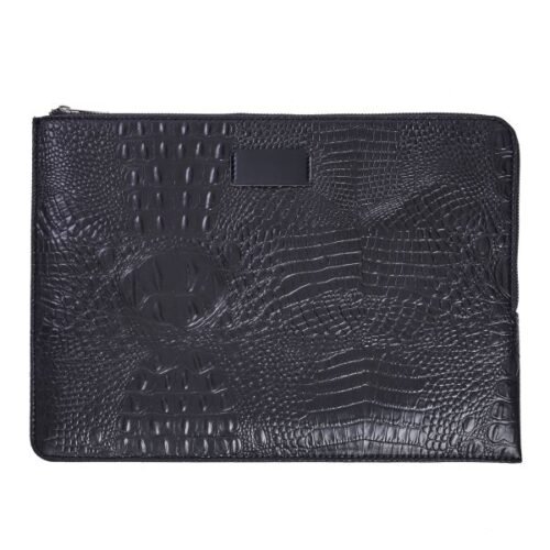 Stylish Crocodile Leatherette Laptop Sleeve with Zipper Closure