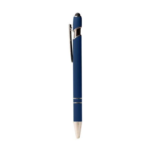 Metal Pen With Silver Ring And Stylus Blue