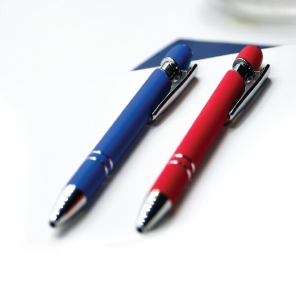 Metal Pen With Silver Ring And Stylus Blue - Image 2