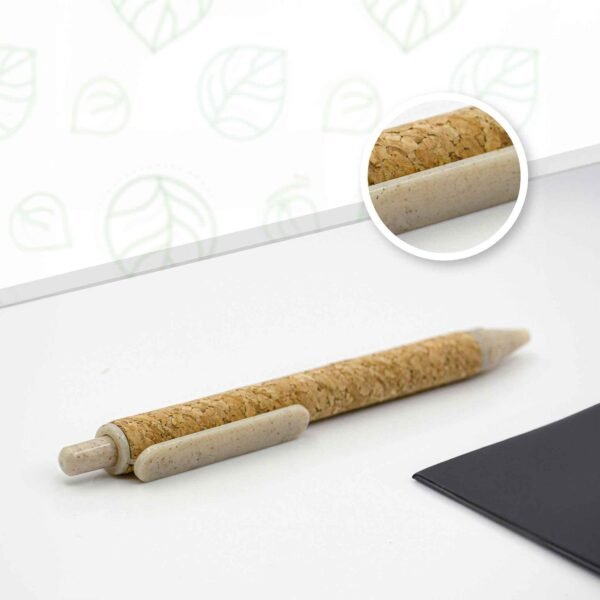 Cork cover Notebook and Wheat straw Pen - Image 3