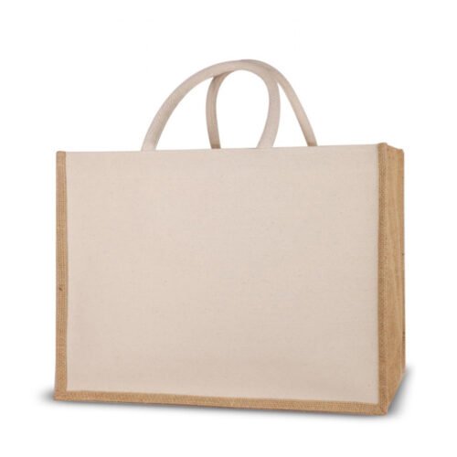 10 OZ Horizontal Laminated Canvas Bag with Jute Gusset