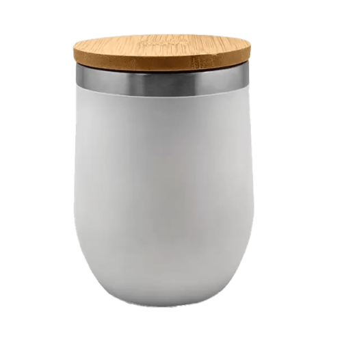 Stainless steel double wall cup with bamboo lid