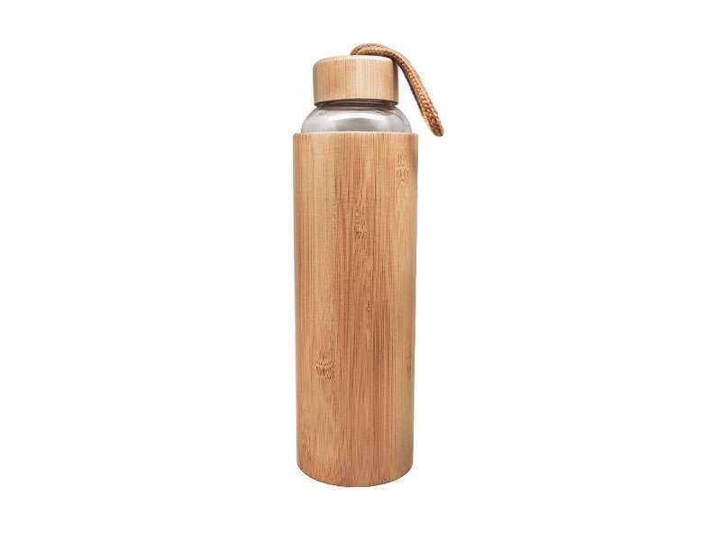 (550ml) Eco friendly glass borosilicate bottle with bamboo sleeve and lid