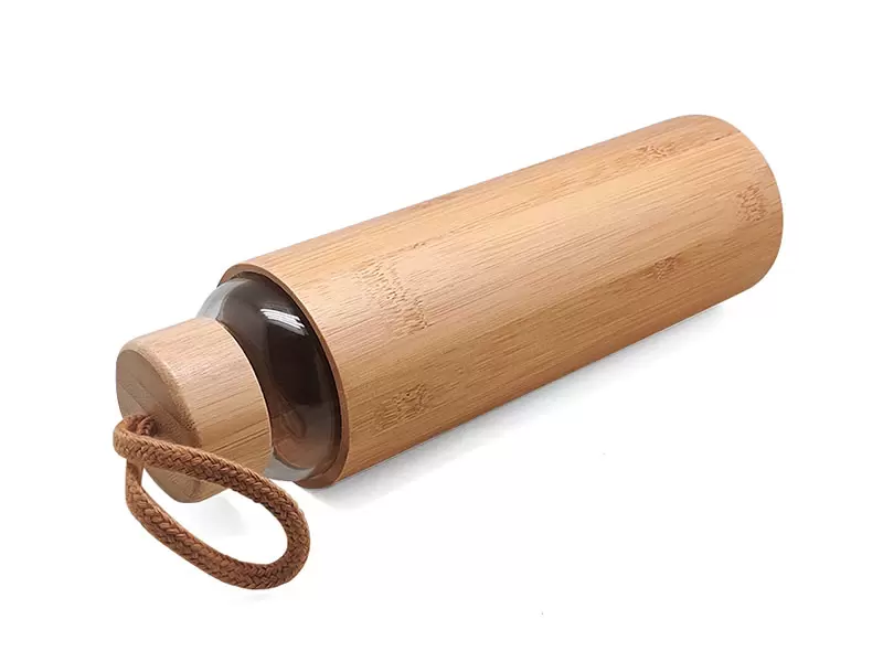 (550ml) Eco friendly glass borosilicate bottle with bamboo sleeve and lid - Image 2