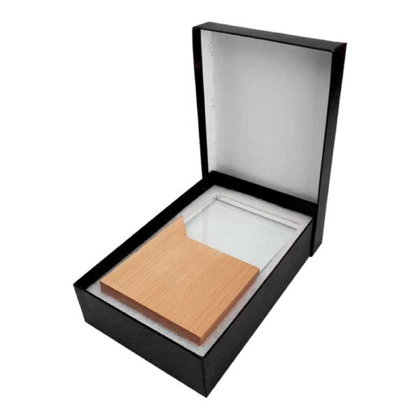 Rectangle Shaped Wood and Crystal Award - Image 3
