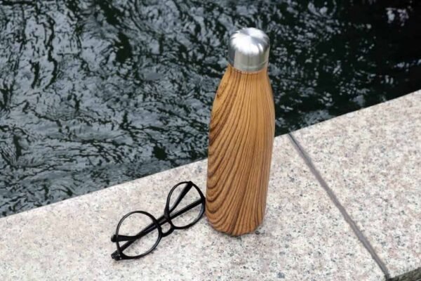 Hans Larsen Stainless Steel Water Bottle with Wood Print