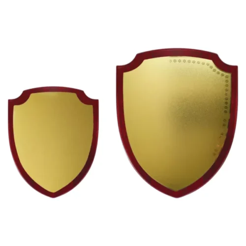 Shield Shaped Wooden Plaque with Box & Golden Aluminium Plate