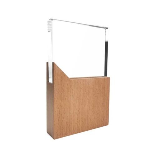Rectangle Shaped Wood and Crystal Award