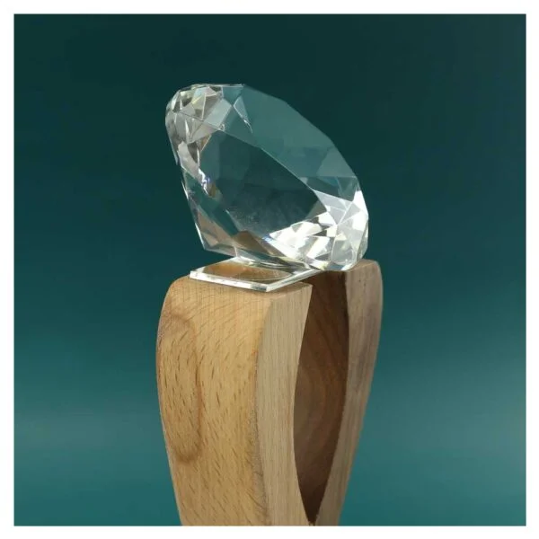 Wooden Trophy with Diamond shape Crystal on Top - Image 3