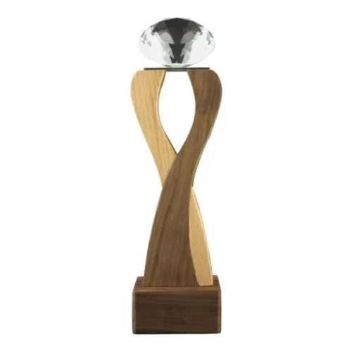 Wooden Trophy with Diamond shape Crystal on Top