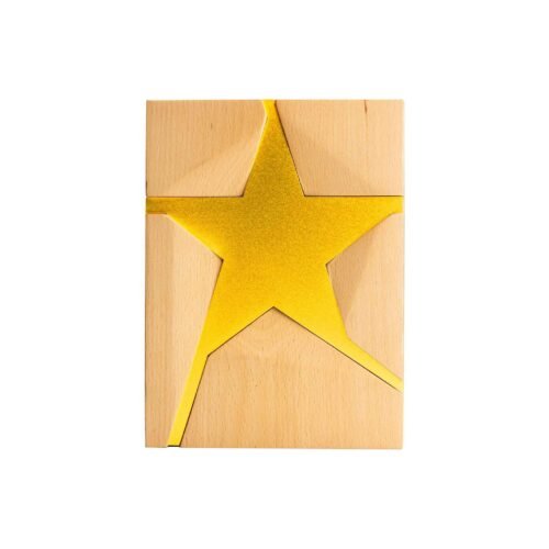 Wooden Trophy With Metal Star
