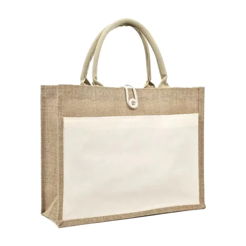 Jute Bag with Canvas Pocket