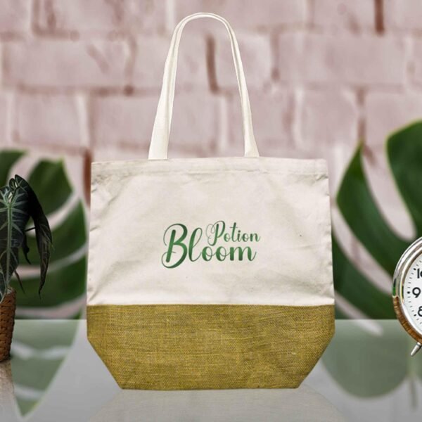 Cotton Tote Bag With Jute Base - Image 3