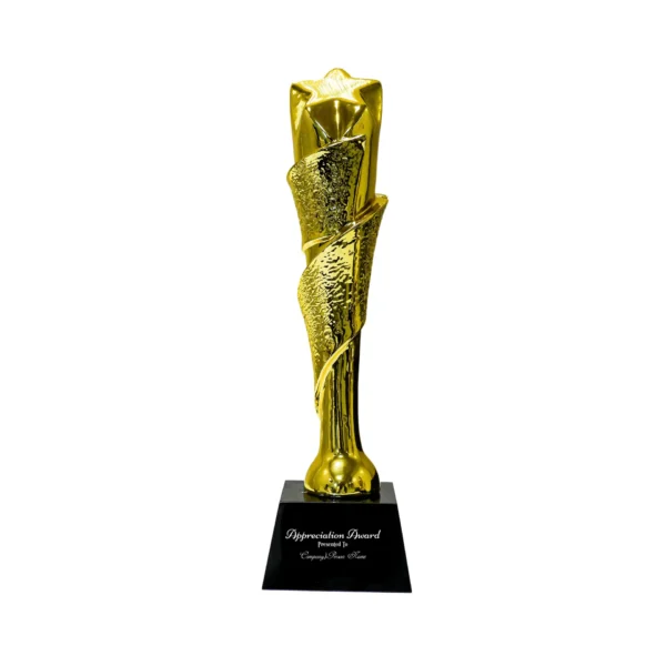 Award Trophy Star edges joint slanted full gold with black base - Image 2