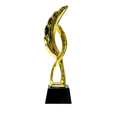 Award Trophy Feather shape full gold with black base