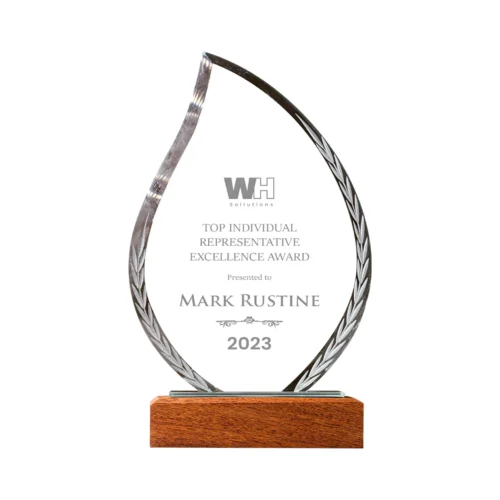 Crystal Trophy With Wooden Base