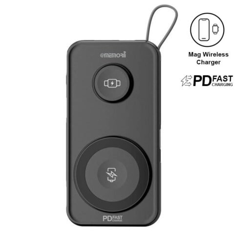 10,000mAh Universal Wireless Powerbank with inbuilt cables