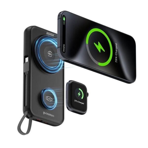 10,000mAh Universal Wireless Powerbank with inbuilt cables - Image 2