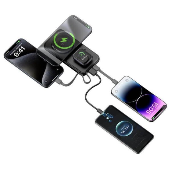 10,000mAh Universal Wireless Powerbank with inbuilt cables - Image 5