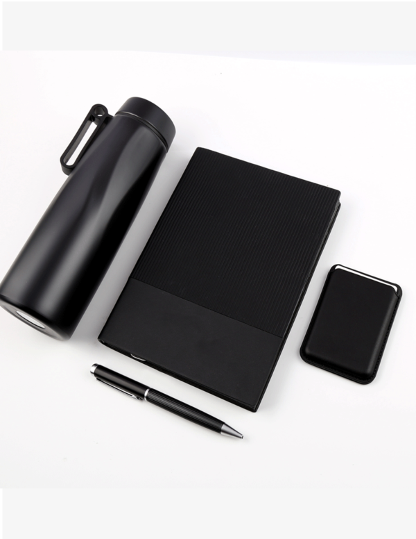 Complete Corporate Gift Set with Notebook, Pen, RFID Holder & Flask - Image 2