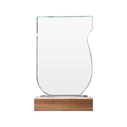 Crystal Award With Wooden Base