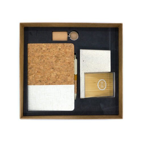 Promotional Giftset with Cork Notebook and Wireless desk Charger