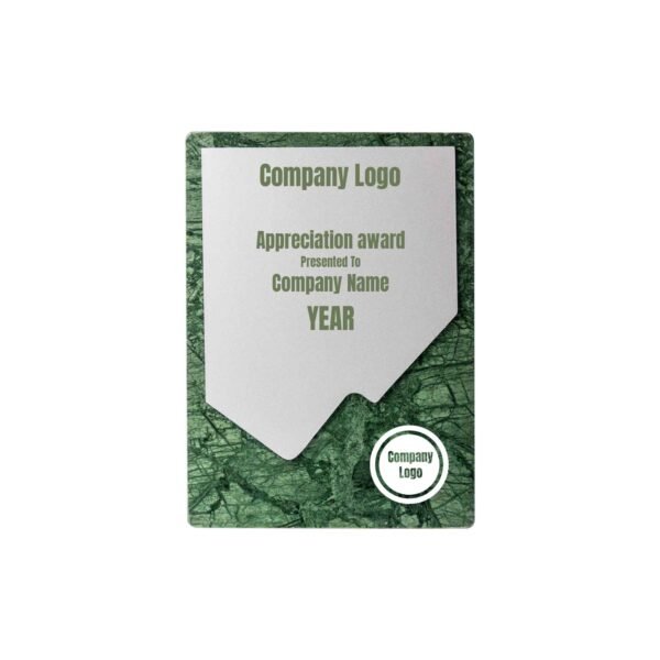 Green Stone Plaque Award with Metal Plate - Image 2