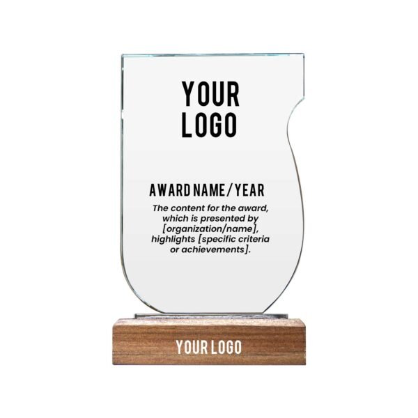 Crystal Award With Wooden Base - Image 2