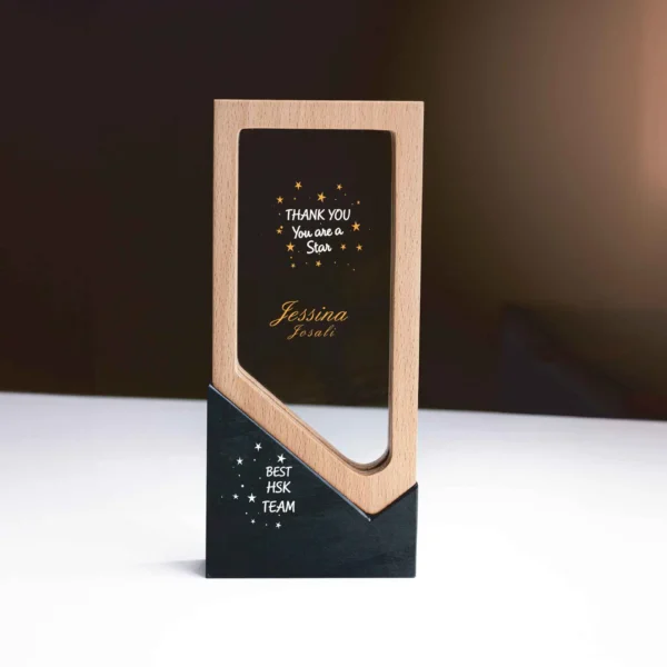Trophy With Wood Crystal and Black Stone - Image 3