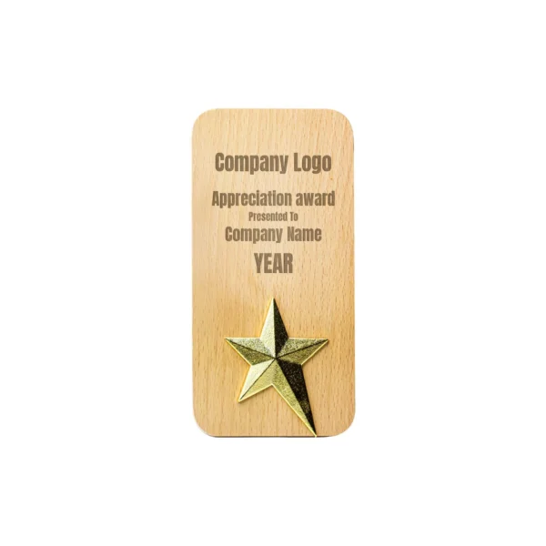 Wooden Trophy with Gold Star - Image 2