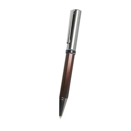Brown Octagon-Sided Twist Ballpoint Pen