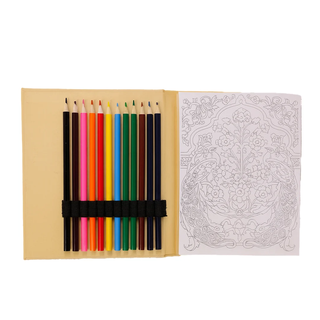 A5 Creative Coloring Set with 50 Patterned Pages & 12 Coloring Pencils - Image 2