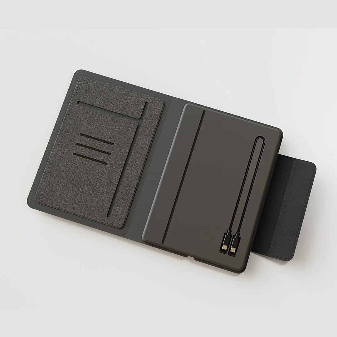 PU Notebook with 64 Sheets & Built-In 5000mAh Wireless Charging Power Bank - Image 3