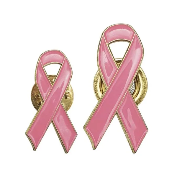 Breast Cancer Awareness Badges with Pin / Gold Magnet