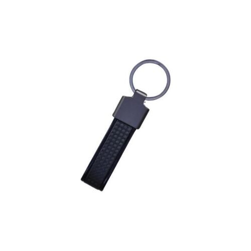 Metal Keychain with Carbon Fiber Design