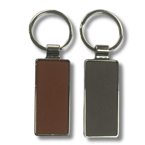 Metal Keychain with Leather Plate