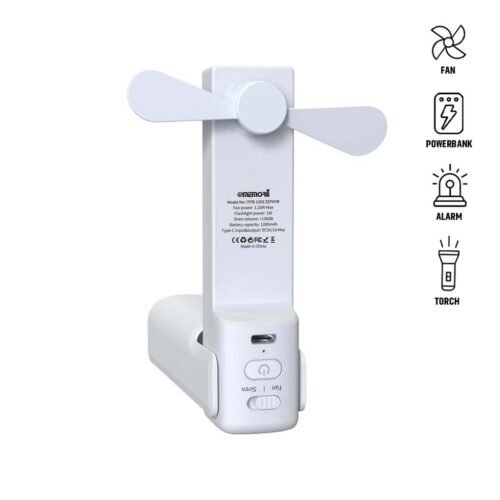 4-in-1 Fan Powerbank, Safety Alarm & Torch