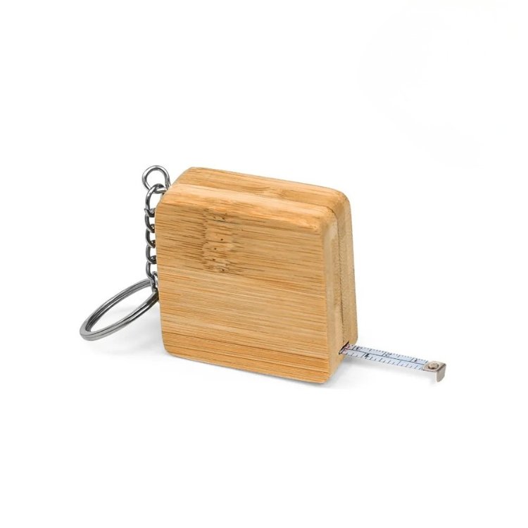 Bamboo Retractable Measuring Tape Keychain
