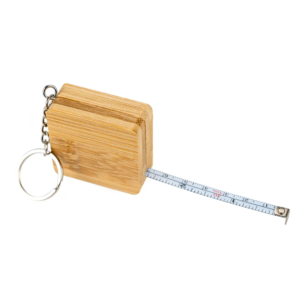 Bamboo Retractable Measuring Tape Keychain - Image 2
