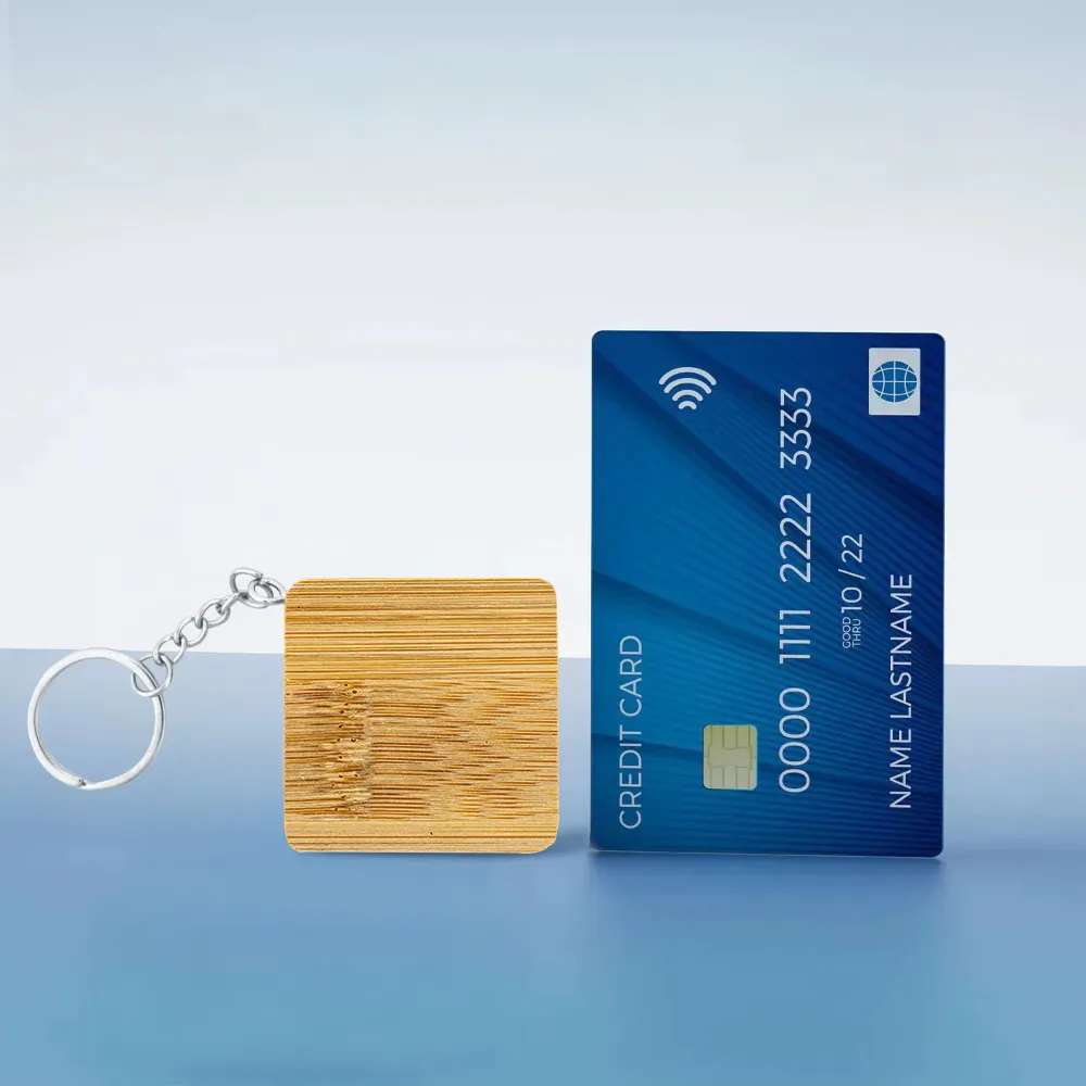 Bamboo Retractable Measuring Tape Keychain - Image 4